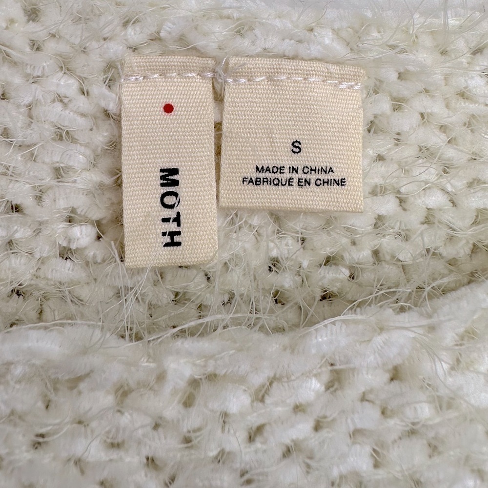 NWT Anthropologie Moth Crewneck Ivory with Metallic Thread Poncho Size Small - Picture 11 of 15